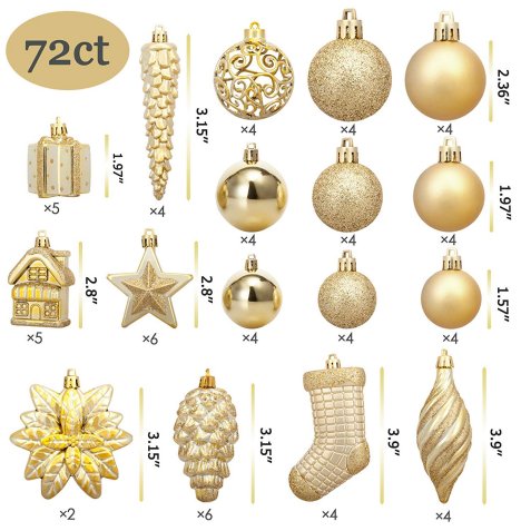 Gold Christmas Ornaments - Decorating with Gold Themed Holiday Decor