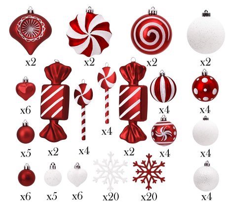 Red and White Christmas Tree - Luxury Christmas Tree Ornaments