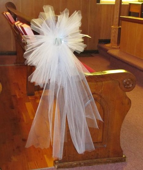 Wedding Church Pew Fin Tulle Bows Wedding Church Pew Fin Tulle Bows